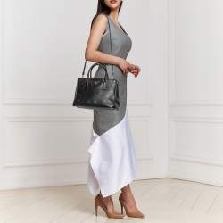 Pre Owned Prada Black Saffiano Lux Leather Small Galleria Double Zip Tote