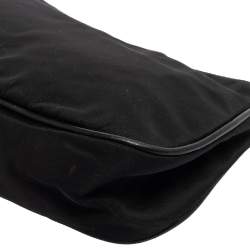 Pre Owned Prada Black Nylon and Leather Logo Plague Pochette Bag