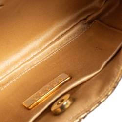 Pre Owned Prada Gold Snakeskin Chain Clutch Bag
