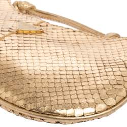 Pre Owned Prada Gold Snakeskin Chain Clutch Bag