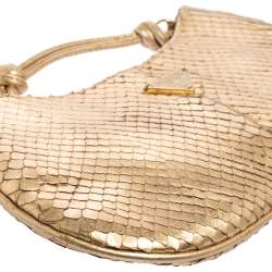 Pre Owned Prada Gold Snakeskin Chain Clutch Bag