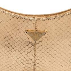Pre Owned Prada Gold Snakeskin Chain Clutch Bag