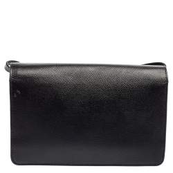 Pre Owned Prada Black Saffiano Lux Leather Flap Clutch Bag