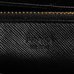 Pre Owned Prada Black Saffiano Lux Leather Flap Clutch Bag