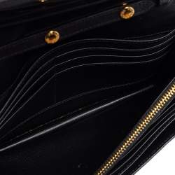 Pre Owned Prada Black Saffiano Lux Leather Flap Clutch Bag