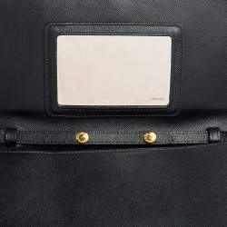 Pre Owned Prada Black Saffiano Lux Leather Flap Clutch Bag
