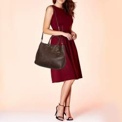 Pre Owned Prada Dark Brown Leather Tote