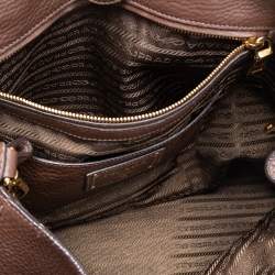 Pre Owned Prada Dark Brown Leather Tote