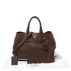 Pre Owned Prada Dark Brown Leather Tote
