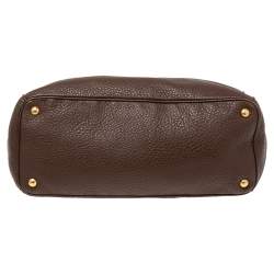 Pre Owned Prada Dark Brown Leather Tote