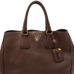 Pre Owned Prada Dark Brown Leather Tote