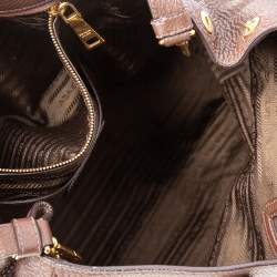 Pre Owned Prada Dark Brown Leather Tote