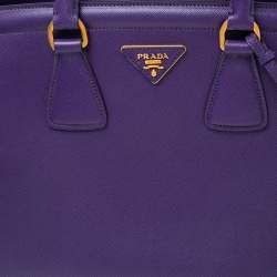 Pre Owned Prada Purple Saffiano Lux Leather Parabole Tote