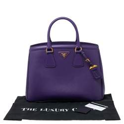Pre Owned Prada Purple Saffiano Lux Leather Parabole Tote