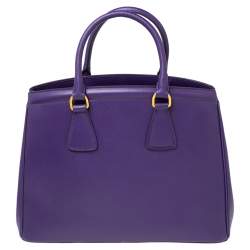 Pre Owned Prada Purple Saffiano Lux Leather Parabole Tote