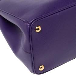 Pre Owned Prada Purple Saffiano Lux Leather Parabole Tote