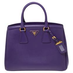 Pre Owned Prada Purple Saffiano Lux Leather Parabole Tote
