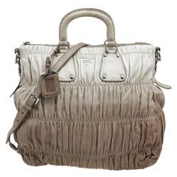 Pre Owned Prada Grey/Brown Ombre Gaufre Leather Tote