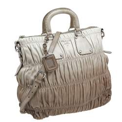 Pre Owned Prada Grey/Brown Ombre Gaufre Leather Tote