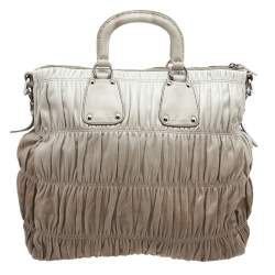Pre Owned Prada Grey/Brown Ombre Gaufre Leather Tote