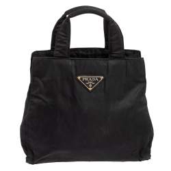 Pre Owned Prada Black Nylon Logo Tote