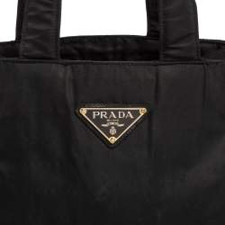 Pre Owned Prada Black Nylon Logo Tote