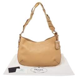 Pre Owned Prada Beige Vitello Daino Leather Hobo