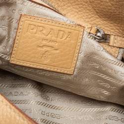 Pre Owned Prada Beige Vitello Daino Leather Hobo