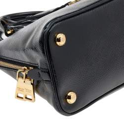 Pre Owned Prada Black Saffiano Patent Leather Small Promenade Satchel