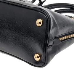 Pre Owned Prada Black Saffiano Patent Leather Small Promenade Satchel
