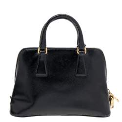 Pre Owned Prada Black Saffiano Patent Leather Small Promenade Satchel