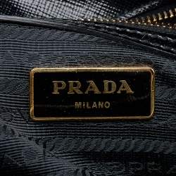 Pre Owned Prada Black Saffiano Patent Leather Small Promenade Satchel
