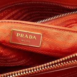 Pre Owned Prada Orange Saffiano Leather Parabole Tote