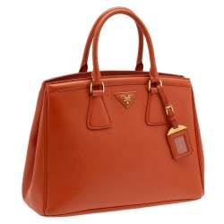 Pre Owned Prada Orange Saffiano Leather Parabole Tote