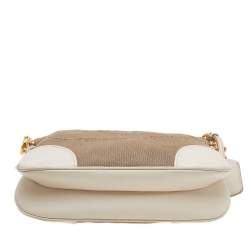 Pre Owned Prada Beige/Brown Canvas And Leather Canapa Logo Crossbody Bag