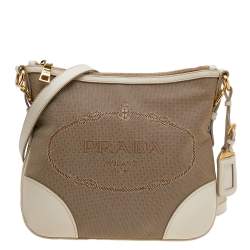 Prada Small Canvas and Leather Canapa Logo Crossbody