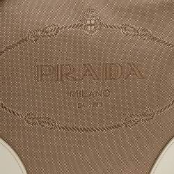Pre Owned Prada Beige/Brown Canvas And Leather Canapa Logo Crossbody Bag