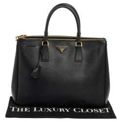 Pre Owned Prada Saffiano Lux Leather Large Double Zip Tote
