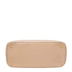 Pre Owned Prada Beige Saffiano Lux Leather Medium Galleria Double Zip Tote