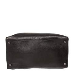 Pre Owned Prada Black Glazed Leather Top Zip Tote