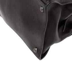 Pre Owned Prada Black Glazed Leather Top Zip Tote