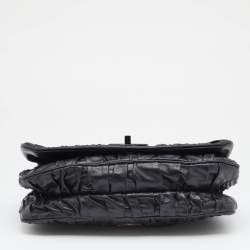 Pre Owned Prada Black Gaufre Leather Flap Chain Shoulder Bag