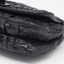 Pre Owned Prada Black Gaufre Leather Flap Chain Shoulder Bag