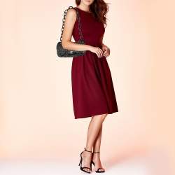 Pre Owned Prada Black Gaufre Leather Flap Chain Shoulder Bag