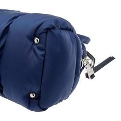 Pre Owned Prada Navy Blue Tessuto Nylon Bomber Satchel