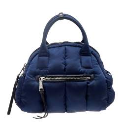 Pre Owned Prada Navy Blue Tessuto Nylon Bomber Satchel
