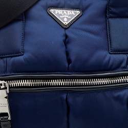 Pre Owned Prada Navy Blue Tessuto Nylon Bomber Satchel
