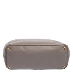 Pre Owned Prada Grey Saffiano Lux Leather Large Double Zip Tote