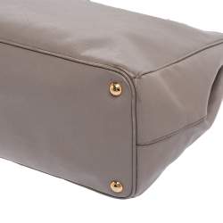 Pre Owned Prada Grey Saffiano Lux Leather Large Double Zip Tote