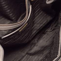 Pre Owned Prada Grey Saffiano Lux Leather Large Double Zip Tote